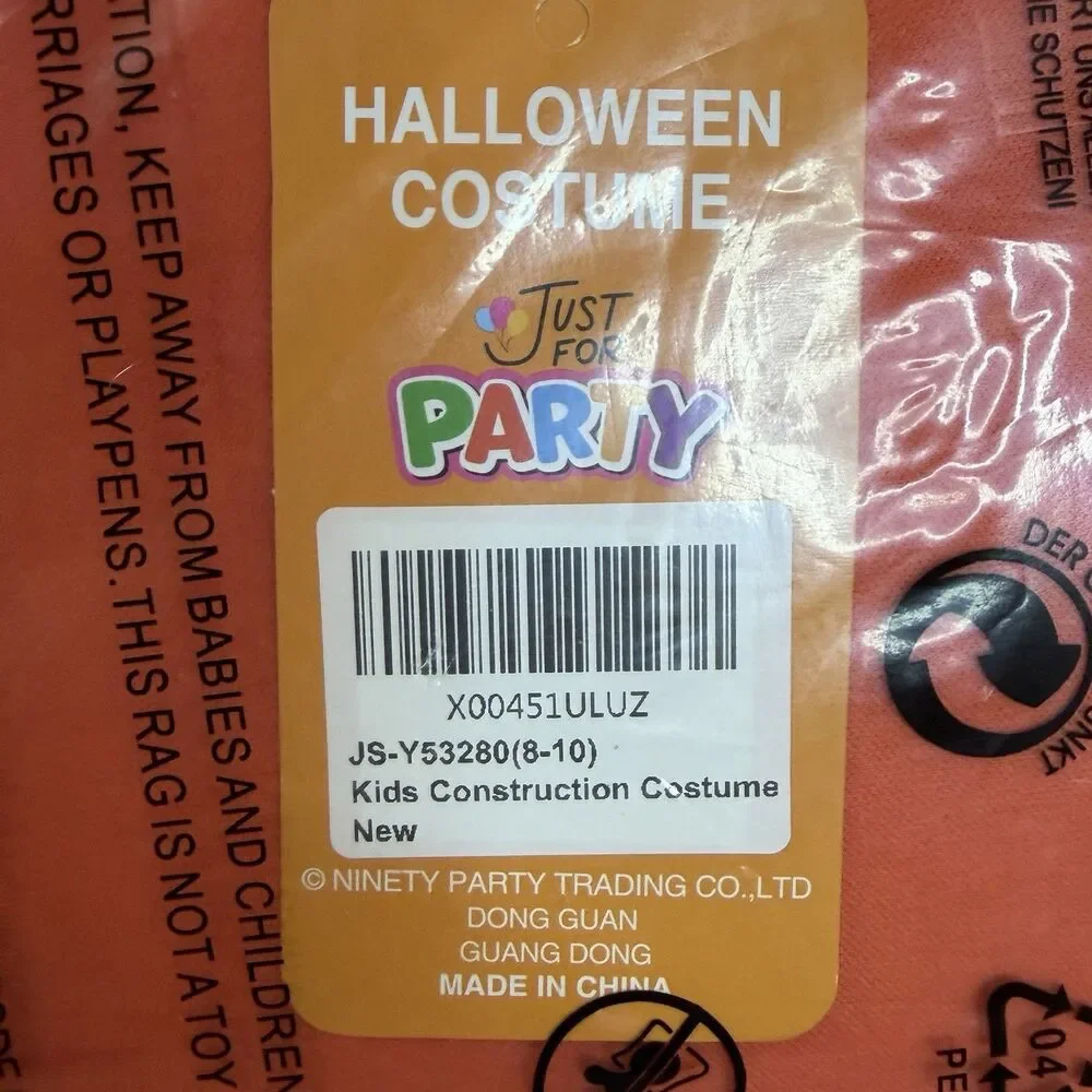 Construction Cone Costume Kids Youth Size 8/10 Orange Traffic Cone Halloween